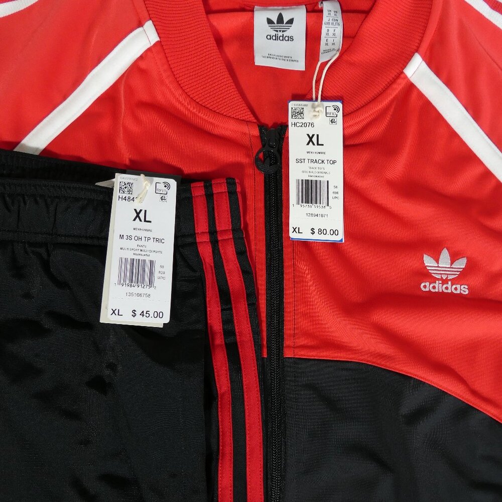 Adidas Men's Red Black Two Piece Tracksuit Set Jacket HC2076 Pants H48432 XL - Picture 14 of 14
